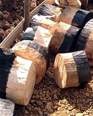 Підготовлені дерев'яні торці для доріжки